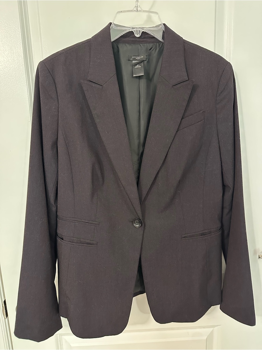 Anne Taylor Dark Aubergine Single-Button Blazer Size 10